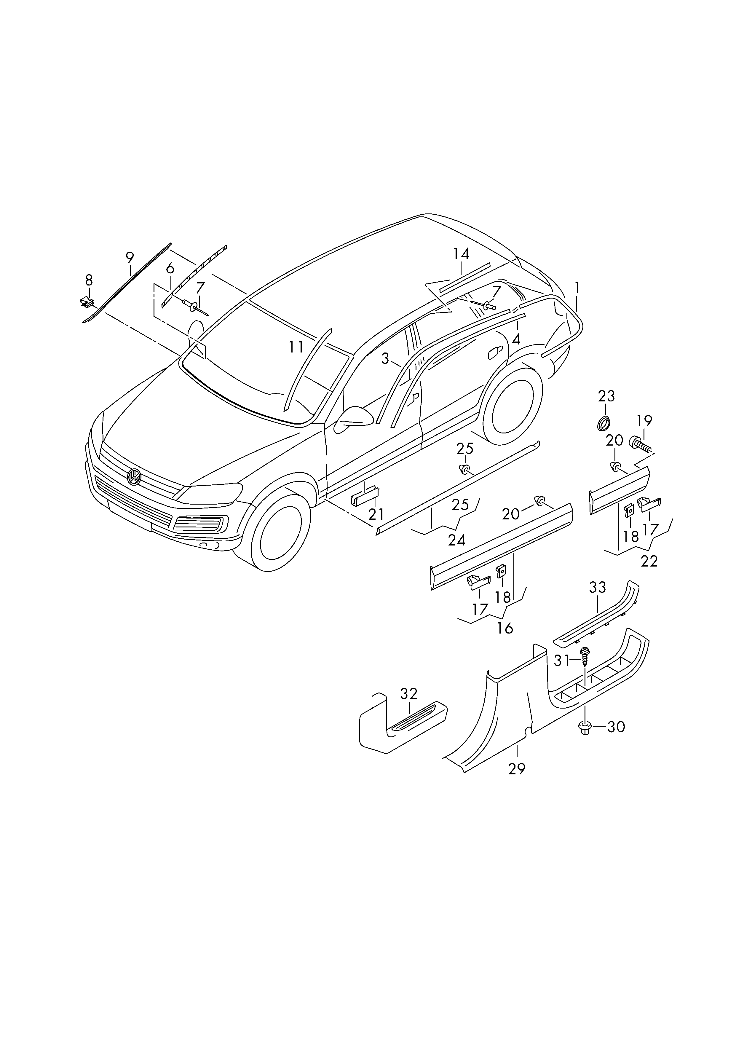 VW 7P6853910A - Clip, Fregio/Modanatura protettiva www.autoricambit.com