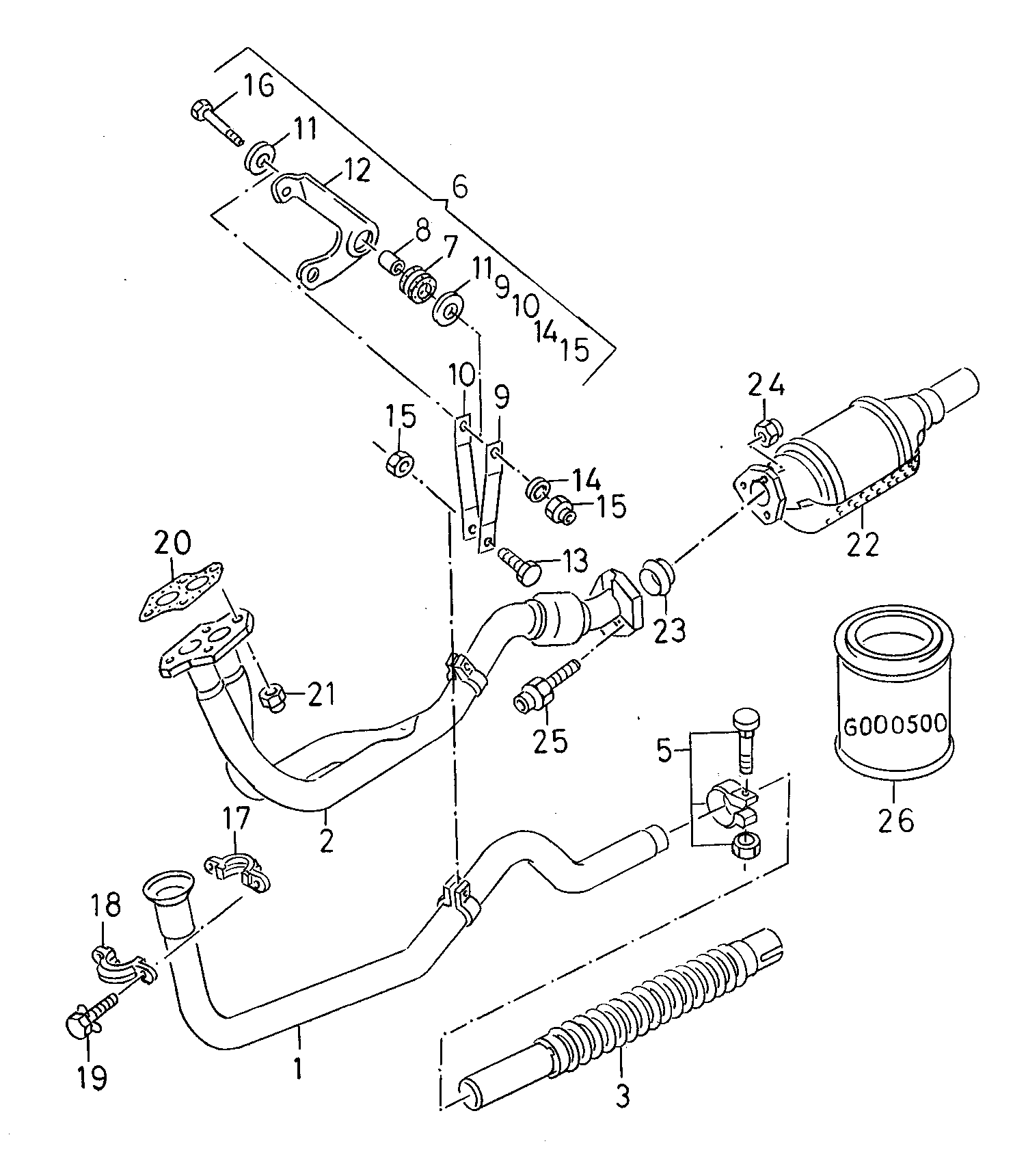 VW 6K0253058JX - Exhaust pipe with catalyst www.autoricambit.com