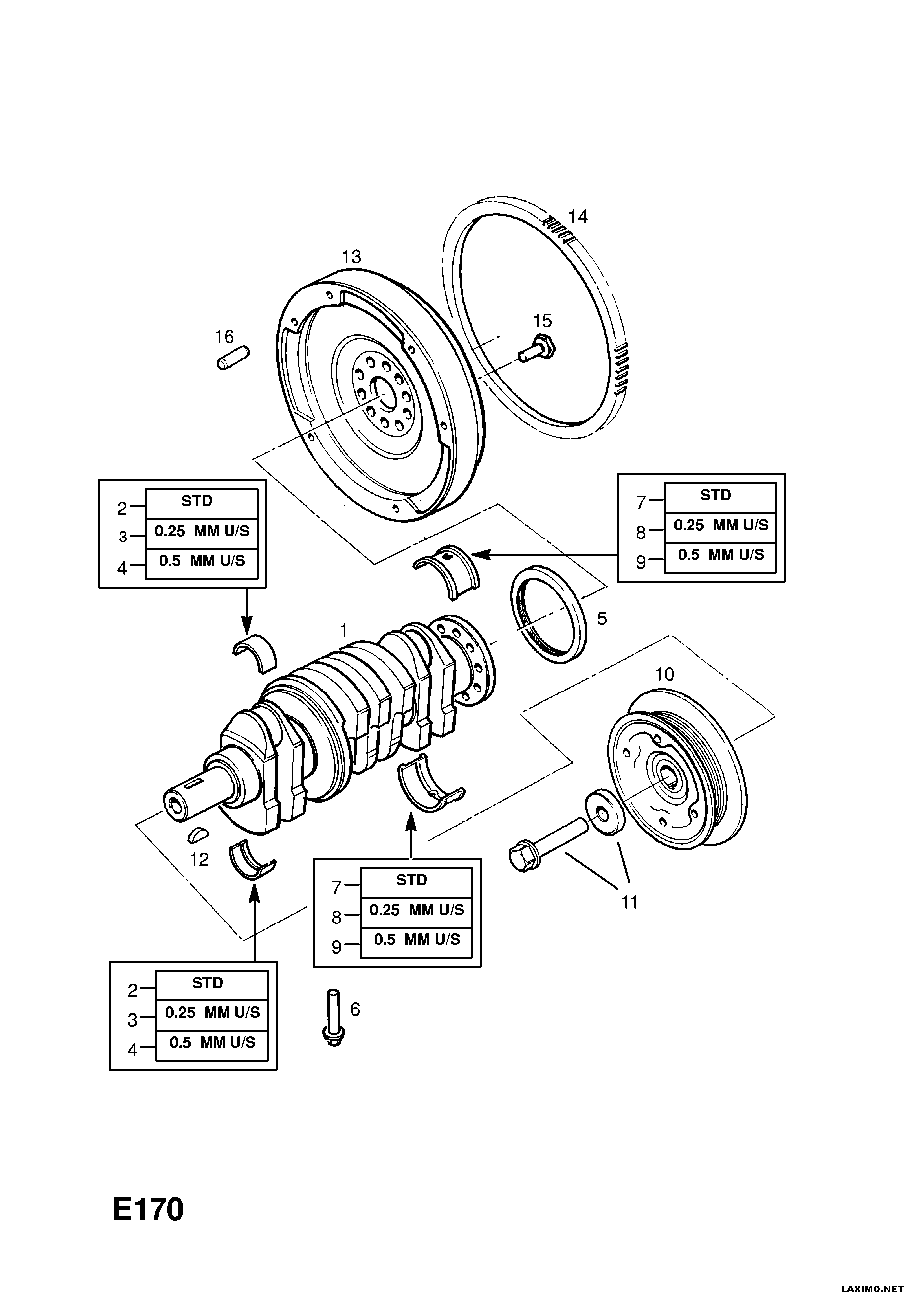 Opel 6 14 411 - Puleggia cinghia, Albero a gomiti www.autoricambit.com